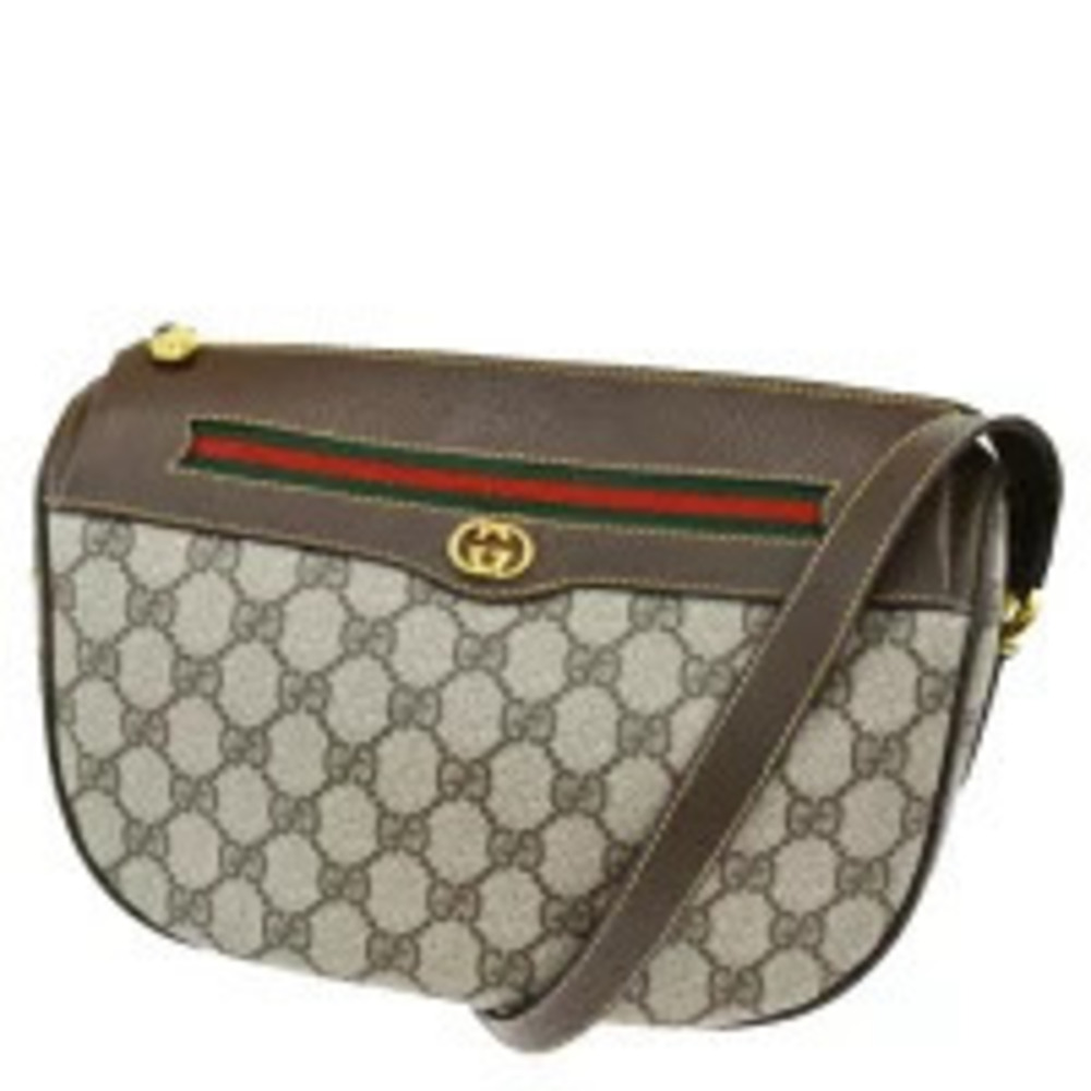 Gucci Sherry Shoulder Bag GG Interlocking Brown Green Red Leather